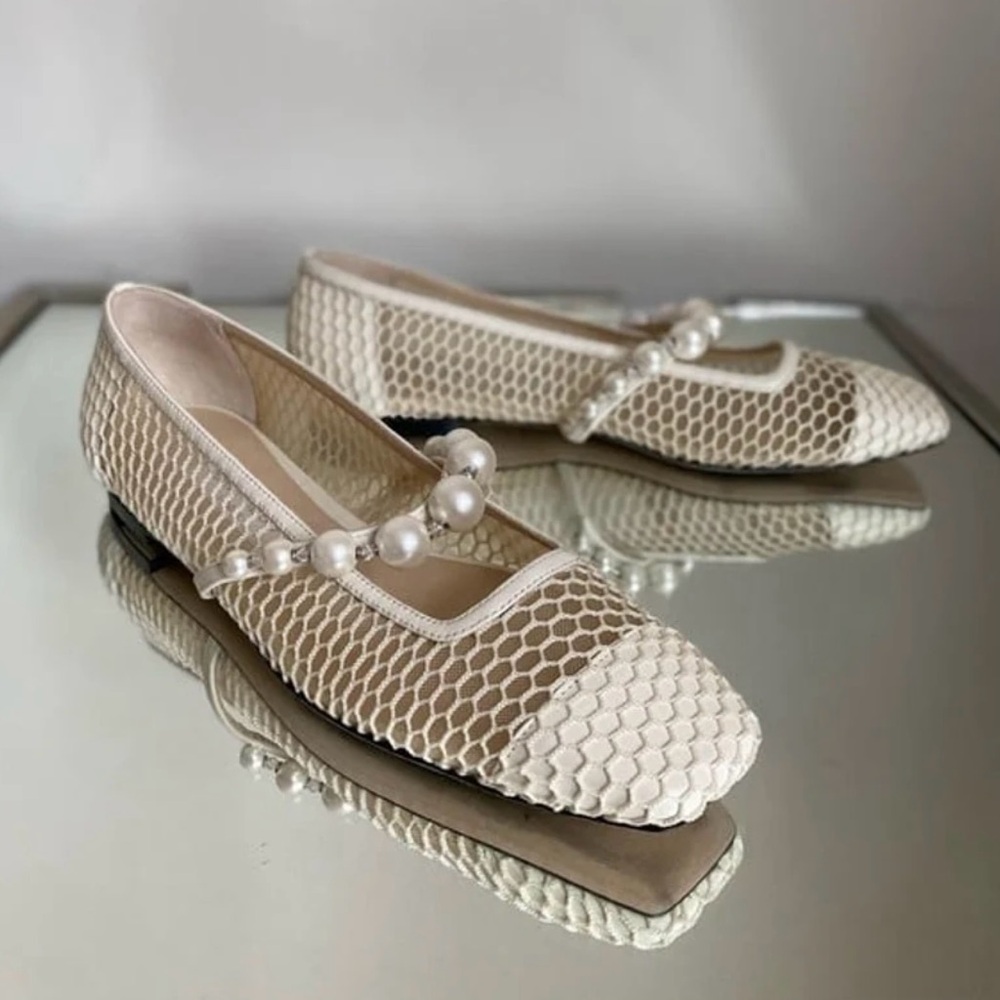 Jimmy Choo pearl mesh ballet flats